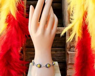 Yellow, Red Blue Mosaic Jasper Bracelet Tested
