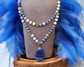 Lapis Lazuli Necklace With SemiPrecious Stones Glass Beaded Necklace Tested