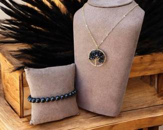 Black Obsidian Tree Of Life Necklace Bracelet Tested