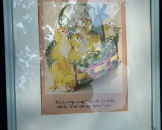 Set of 3 large framed vintage Nursery prints