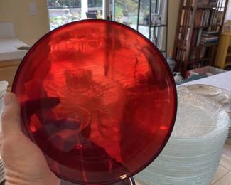 beautiful cranberry glass plates. we have loads 