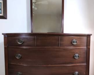 Mahogany Bow Front Dresser with Mirror