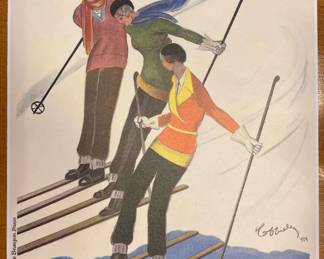 Leonetto Cappiello Vintage SuperbagneresLuchon 1929 Ski Advertisement