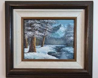 Artistic Interiors Mountain Landscape Oil Painting, Signed Kingman