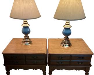 Pair Of End Tables And Lamps