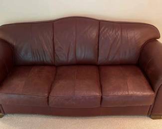 05 Natuzzi Burgundy Leather Sofa