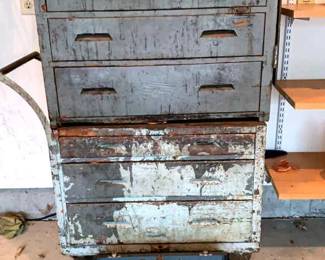 Five Drawer Wood Tool Chest, Wheeled Chest, Craftsman Tool Box, Tools