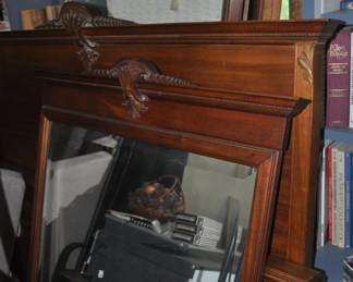 Walnut bed and mirror
