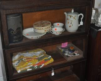 Barrister bookcase with Jewel tea dishes