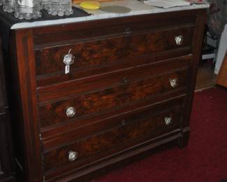 Three drawer chest with marble top