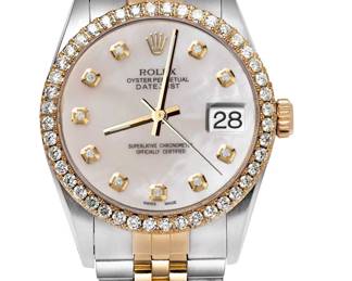Rolex Datejust Two Tone Mother of Pearl Face with Diamond Bezel