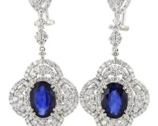 18K 5.43ct Sapphire and Diamond Earrings