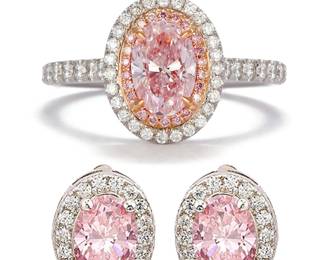 GIA Cert Natural Pink Diamond Set 1.94ct total 18K