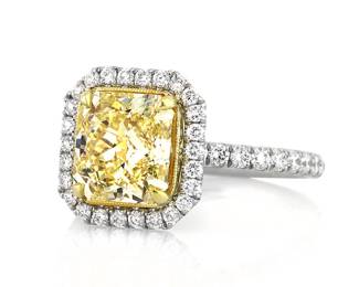 GIA 3ct Fancy Yellow Diamond Ring 18K