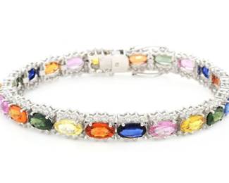 18K Multicolor Sapphire Diamond Bracelet