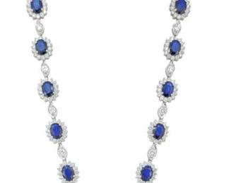 18K 19.62ct Sapphire and Diamond Necklace