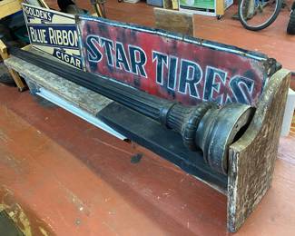 Cast Lamp Post/Wooden Bench