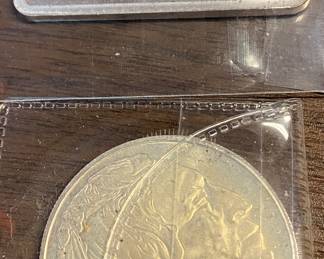 Indian Silver Round and Harley Davidson Silver Bar 