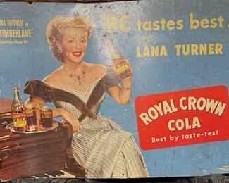 RC Cola 1940 Lana Turner Cardboard Sign