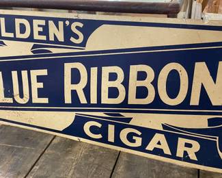 Old Cardboard Golden's Blue Ribbon Cigar Sign 