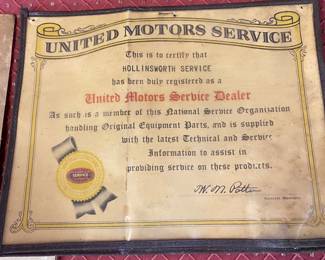 United Motor Service Certification (T.W. Hollingsworth)