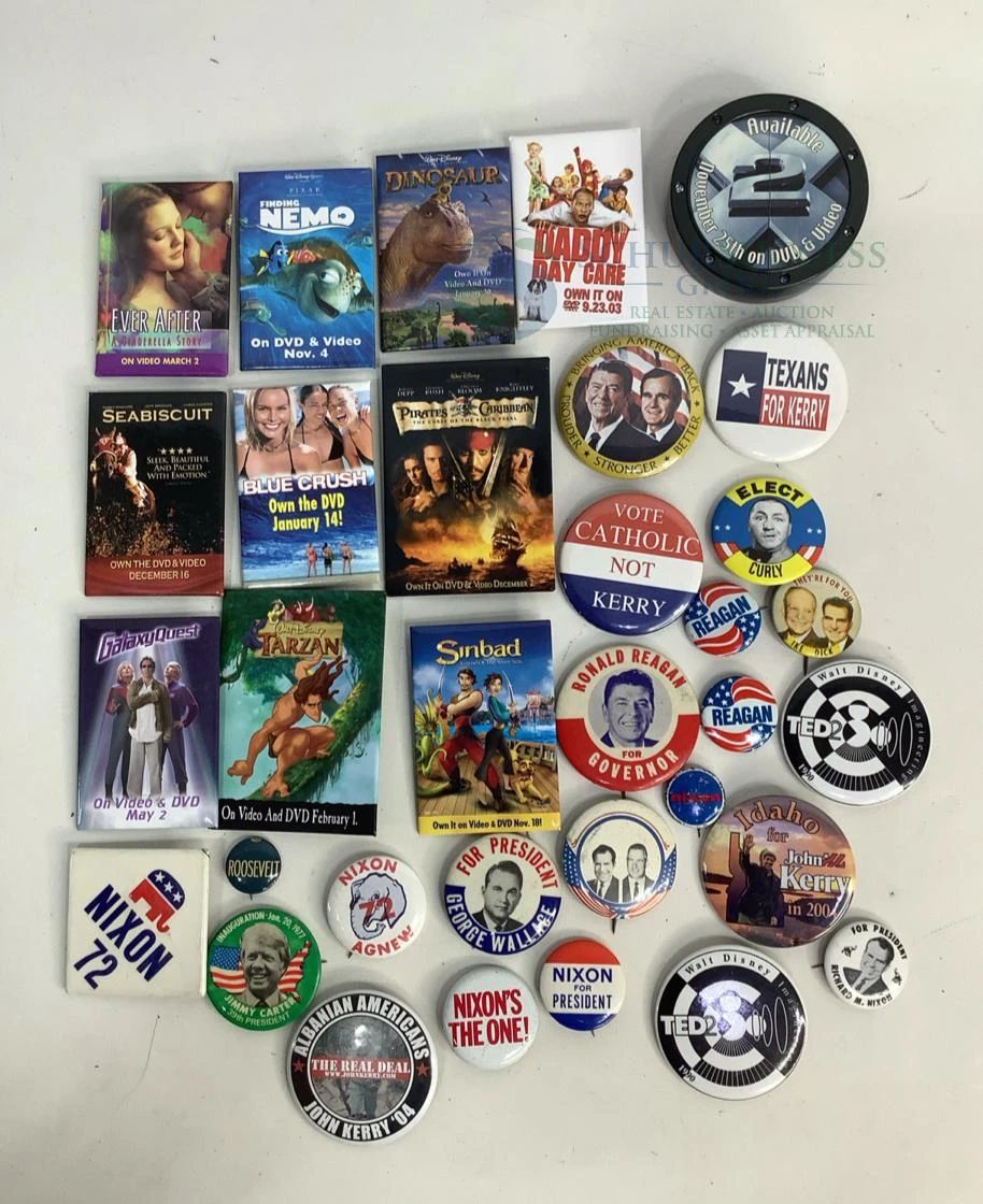 Political Campaign Buttons & Classic DVD Collection