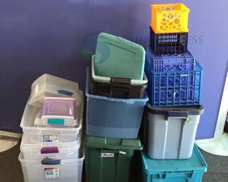 Multi-Color Plastic Storage Containers and Crates