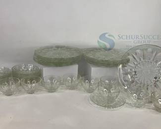 Clear Glassware Set with Thumbprint/ Starburst Pattern