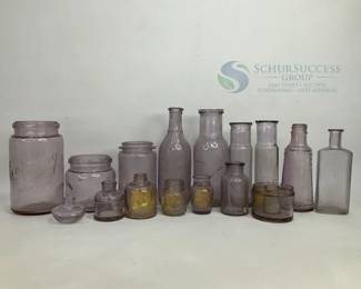 Early 20th Century Glass Bottles and Jars, Purple Tint