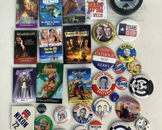 Political Campaign Buttons & Classic DVD Collection