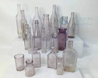 Antique Glass Bottles, Various Shapes & Sizes, Early to Mid-20th Century