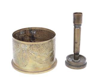 Lot 41 Trench Art Shell and Candlestick