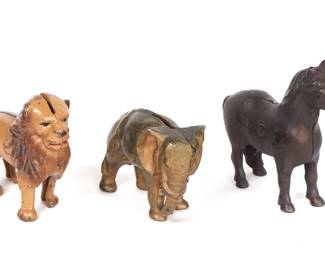 Lot 491 Three Antique Cast Iron Animal Banks