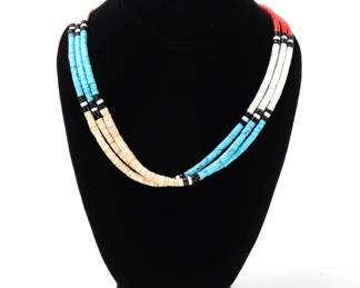 Lot 102 Gorgeous Shell, Turquoise Coral Beaded Necklace