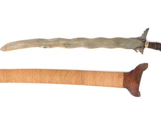 Lot 25 Philippines Moro Kris Sword w Inset Handle