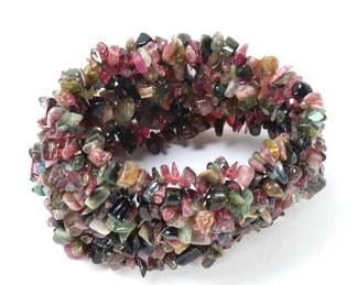 Lot 108 Beautiful Rainbow Tourmaline Multistrand Bracelet