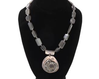 Lot 101 Beautiful Ammonite Smoky Quartz Necklace