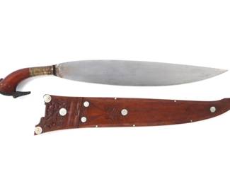 Lot 26 20th C. Moro Barong w Bakelite Pommel