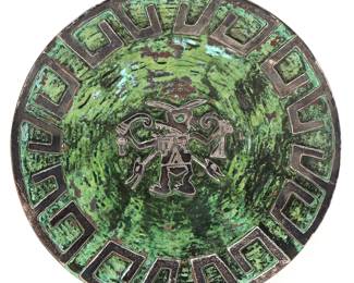 Lot 425 Sterling Silver Copper Verdigris Colored Enamel Plate
