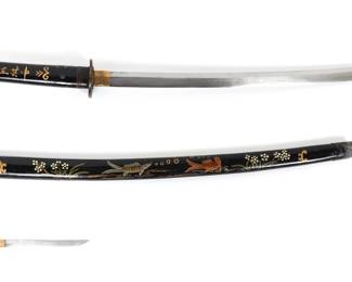 Lot 11 Vintage Japanese Lacquer Sword wScabbard