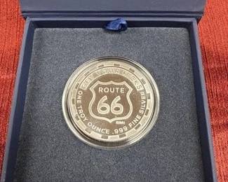 APMEX “GET YOUR KICKS" ROUTE 66 ONE TROY OZ FINE SILVER COIN