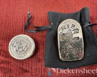 2 TROY OZ SILVER ZOMBIE BAR, 1 OZ SILVER MK BARZ & BULLION COIN