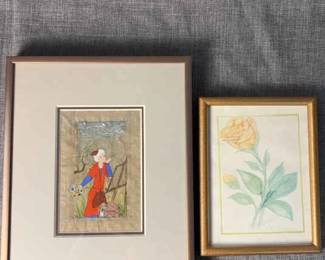 Persian Miniature Painting Watercolor Painting Study Of A Rose 