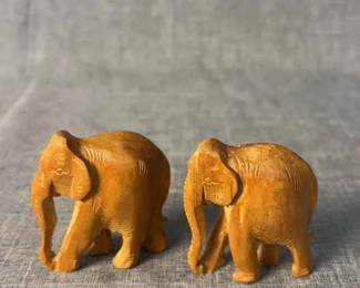 Hand Carved Wooden Elephant Figurines