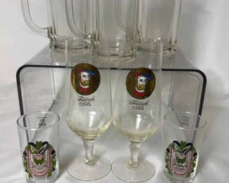 Set Of 7 Deutsch Pils Stemmed Glasses, Grosse Konigswinterer Shot Glasses, Libbey Heavy Rimmed Mug