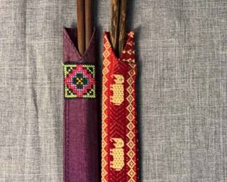 Two Hand Crafted Wooden Chopsticks 