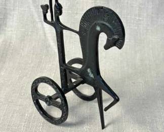 MCM Frederick Weinberg Mid Century Etruscan Bronze Horse Rider Athena Owl