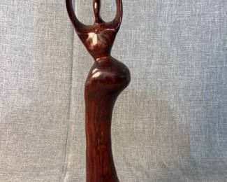 Wood Carved Zambian African Woman Sculpture 