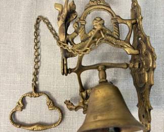 Antique Brass Doorbell With A Pull Chain Syrian