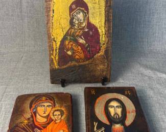 Reproductions of Vintage Florentine Wooden Icons, Eastern Orthodox, Christ Pantocrator
